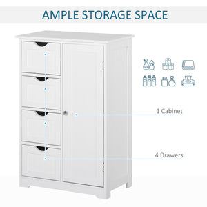 Bathroom Storage Cabinet, Floor Cabinet with Adjustable Shelf and 4 Drawers, Side Cabinet for Washroom – view 4
