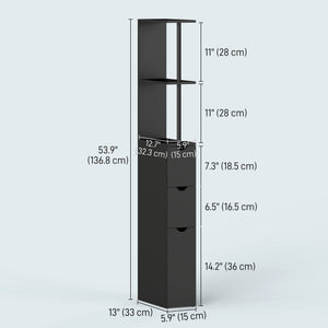 Tall Bathroom Storage Cabinet, Narrow Bathroom Cabinet with Drawers and Open Shelves for Small Spaces – view 11