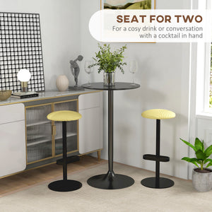High Top Bar Table, Modern Round Dining Table with Painted Top and Steel Base, Bistro Table for 2 People – view 3