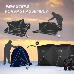 5-8 Person Pop-up Ice Fishing Shelter, Portable Ice Fishing Tent, Blue – view 11