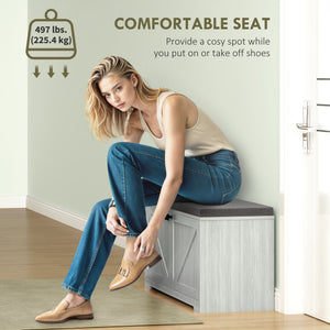 Shoe Storage Bench with Padded Seat, Entryway Bench Holds up to 352 lb, Shoe Organizer, 8 Pairs, Light Grey – view 5
