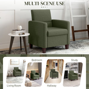 Fabric Accent Chair, Modern Armchair with Seat Cushion and Non-Slip Pads for Living Room, Bedroom, Dark Green