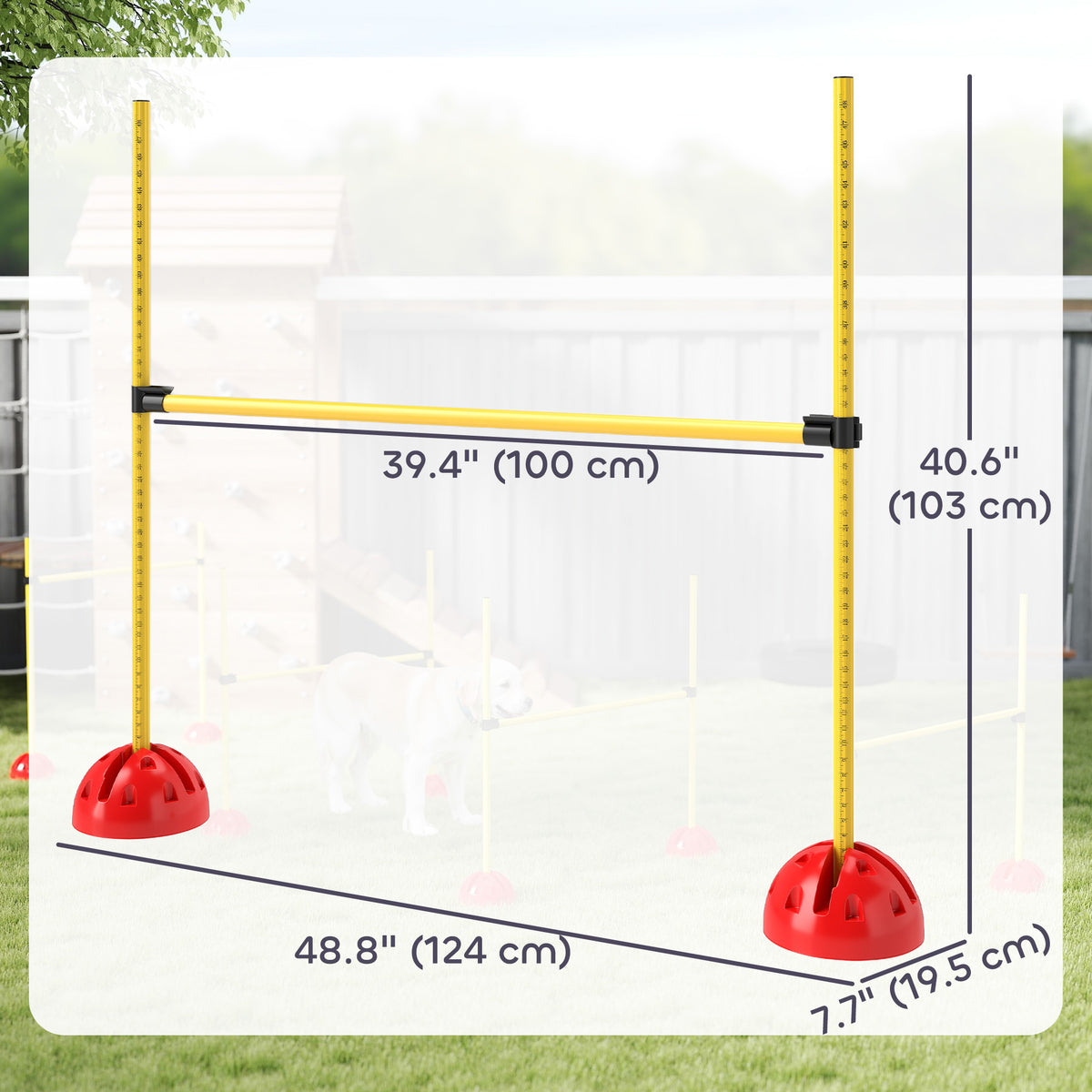Dog Agility Training Equipment, 4 PCS Obstacle Course with Height Adjustable Jump Hurdle and Bag, Yellow