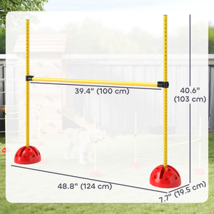 Dog Agility Training Equipment, 4 PCS Obstacle Course with Height Adjustable Jump Hurdle and Bag, Yellow
