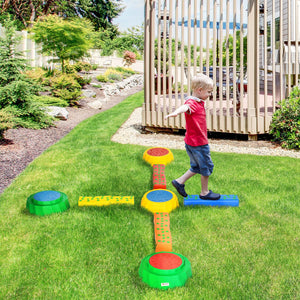 8pcs Balance Beam for Kids, 4 Sensory Pads and 4 Beams with Non-slip Surface & Bottom, Stackable Stepping Stones Kids for Boys Girls 3-6 Years, Multicoloured