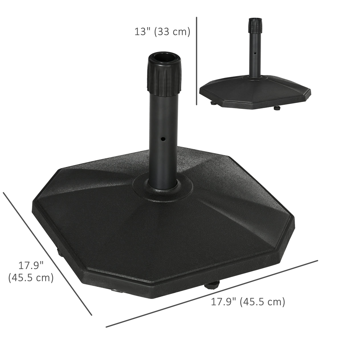 48lbs Concrete Square Patio Umbrella Base Weight, Outdoor Umbrella Stand Holder for Lawn, Deck, Backyard, Garden, Black