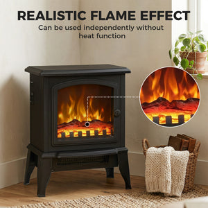 Electric Fireplace Heater, Freestanding Fireplace Stove with Realistic Flame Effect – view 3