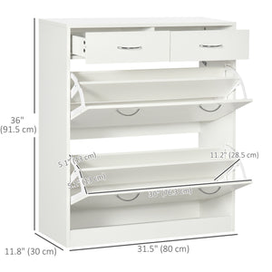 Narrow Shoe Storage with 2 Flip Drawers and Adjustable Shelves Shoe Cabinet Organizer for 12 Pairs of – view 16