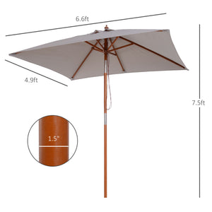 6.6x5ft Square Market Parasol, Wooden Patio Umbrella with Tilt Mechanism and 6 Bamboo Ribs – view 16