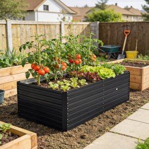 5' x 3' x 2' Raised Garden Bed, Galvanized Planter Box for Growing Flowers, Herbs and Vegetables, Black – view 7