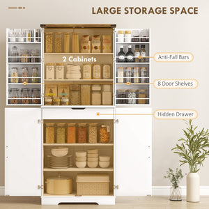 72" Kitchen Pantry Cabinet, Farmhouse Storage Cabinet with 4 Doors, Drawer – view 17