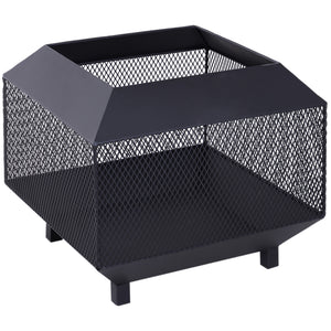 17" Outdoor Fire Pit with Fire Poker, Wood Burning Firepits, Portable Firepit for Patio Backyard Bonfire Camping, Black