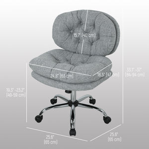 Computer Desk Chair, Armless Office Chair with Wide Padded Seat and Adjustable Height, Cream White – view 23