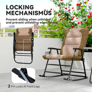 Folding Rocking Chair Set of 2 Padded Rockers with Armrest, Navy Blue – view 25
