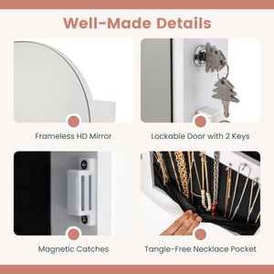 Jewelry Cabinet with Full-Length Mirror Large Storage Capacity-White view 8
