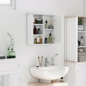 Bathroom Wall Cabinet, Wall Mounted Medicine Cabinet with 3 Open Shelves and Storage Cupboard for Laundry Room, White