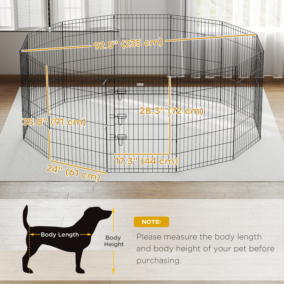 36inch Foldable Metal Exercise Pet Playpen Yard Dog Puppy Kennel Cage 12 Panels