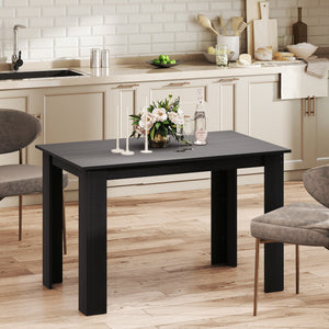 47" Kitchen Table for 4-6 People, Dining Table with Wood Effect for Dining Room, Black