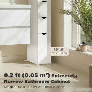 Tall Bathroom Storage Cabinet, Narrow Bathroom Cabinet with Drawers and Open Shelves for Small Spaces – view 18