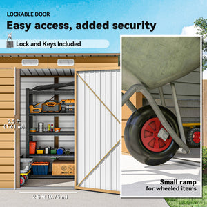 6 x 4FT Galvanized Garden Storage Shed, Metal Outdoor Shed with Double Doors and 2 Vents, Grey – view 26