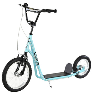 Aosom Youth Kick Scooter with Adjustable Handlebar and 16'' Inflatable Rubber Wheel for Kids and Teens 5+ Year Old