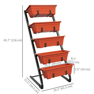 5-Tier Vertical Raised Garden Planter with 5 Boxes, Wheels, Outdoor Plant Stand for Vegetable Flowers, Brown – view 16