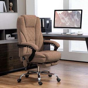 Massage Office Chair, Reclining Computer Chair with Adjustable Height and Footrest, Brown