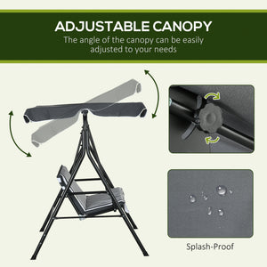 3-Seater Outdoor Porch Swing with Adjustable Canopy, Patio Swing Chair for Garden, Poolside, Backyard, Green and White