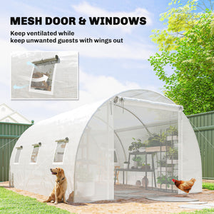 Walk-in Tunnel Greenhouse, Plant Hot House w/ Support Rods, Roll-up Mesh Door, Mesh Windows, 13'x9.8'x6.6' – view 12