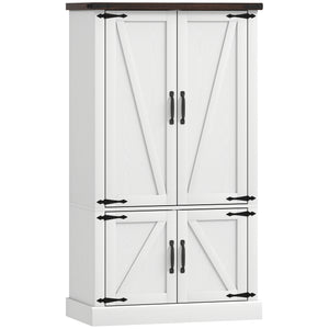 53.5" Pantry Cabinet, Kitchen Storage Cabinet with Adjustable Shelves, 6 Door Spice Racks for Dining Room, White