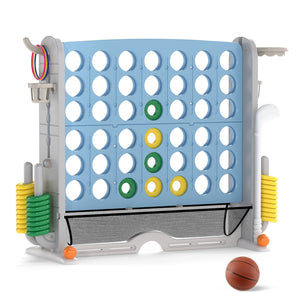 Jumbo 4-to-Score Game with Ring-toss and Basketball Hoop-Light Blue