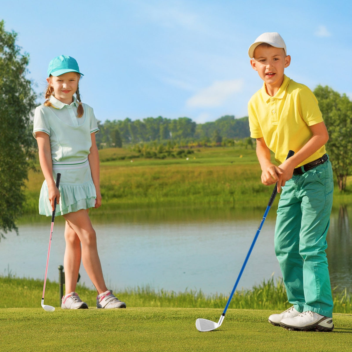 Junior #7 Iron for Kids with Fiberglass Shaft and Headcover-Blue view 2