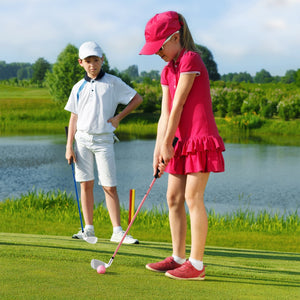 Junior #7 Iron for Kids with Fiberglass Shaft and Headcover-Pink view 6