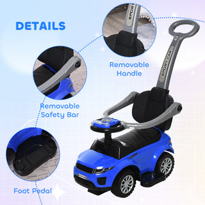 Aosom 3 in 1 Kid Ride on Push Car, Toddlers Sliding Walking Car, with Horn, Music, Light, Parent Control Handle, Secure Bar, Under Seat Storage, for Boy Girl 18-36 Months