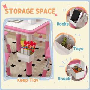 Qaba 5 Pieces Toddler Table and Chair Set, Height Adjustable Activity Table and Chair Set for Nursery Classroom