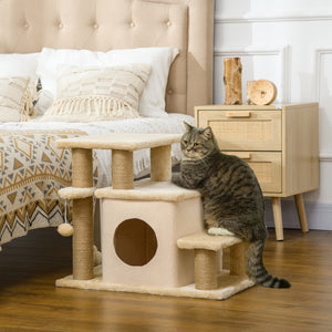 Cat Stairs Pet Steps for Couch Bed with Scratching Posts Condo Ball Toy, 23.6" x 15.7" x 26", Grey – view 14