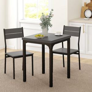 Dining Table Set for 2, 3 Piece Kitchen Table and Chairs with Metal Legs for Small Spaces, Natural Wood