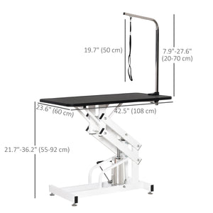 Pet Grooming Table, Height Adjustable Dog Grooming Table with Arm, Noose and Non-Slip Grooming Table, Black