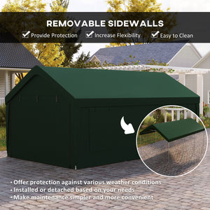 12 x 20ft Carport with 2 Roll-Up Doors, 4 Windows, Portable Garage with Removable Sidewalls for Car, Truck – view 11