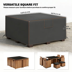 Patio Furniture Cover, Waterproof 420D Heavy Duty Outdoor Furniture Cover with Air Vents, 55.1" x 55.1" x 28.1", Black