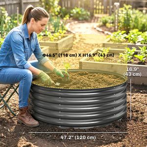 Galvanized Raised Flower Bed, 3 x 3 x 1.5 ft Outdoor Metal Raised Bed with Safety Edging and Gloves – view 9