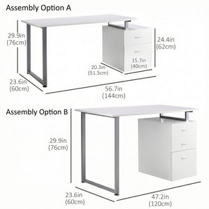 47" Computer Desk Writing Table Workstation with Multi-Use Reversible File Drawers Metal Frame Home Office – view 4