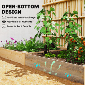 Wooden Raised Garden Bed, Outdoor Planter Box with Divider and Open Bottom for Flowers, Herbs, Vegetables, DIY Painting