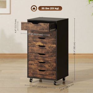 7-drawer Vertical File Cabinet for Home Office, Storage Cabinet with Wheels, 18.7"x15.6"x35.4", Black – view 16