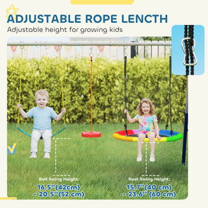 Qaba 5-in-1 Kids Swing Set with Slide, Swings and Glider for Backyard, 770lbs Capacity, for Ages 3-8, Multicolour