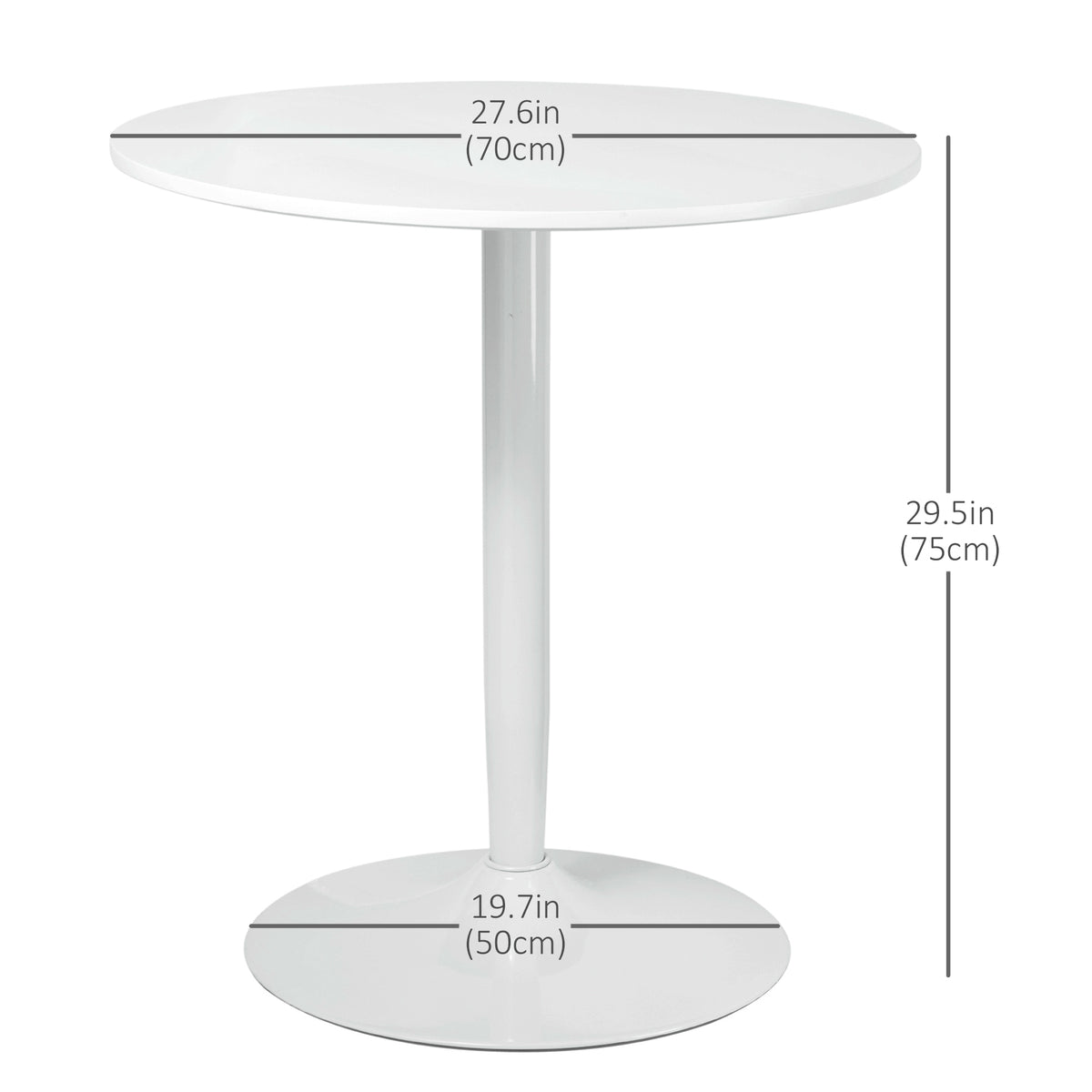 Modern Kitchen Table for 2 people, Round Dining Table with Steel Base for Living Room, Dining Room, White