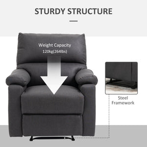 Recliner Chair, Manual Reclining Chair with Footrest, Padded Seat for Living Room, Bedroom, Study, Dark Grey – view 5