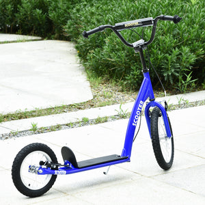 Aosom Kids Scooter with Adjustable Handlebar, Youth Kick Scooter with Dual Brakes, Inflatable Wheels, for Age 5+, Blue