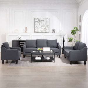 3 Seater Sofa, Modern Couch with Pocket Spring, Linen Upholstered, Thick Padded, Beige – view 13