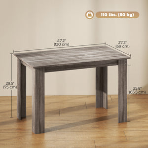47" Kitchen Table for 4-6 People, Dining Table with Wood Effect for Dining Room, Black